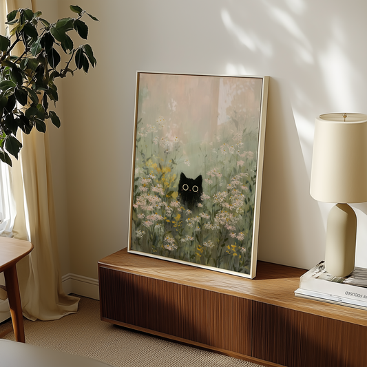 Silent Meadow Cat Poster