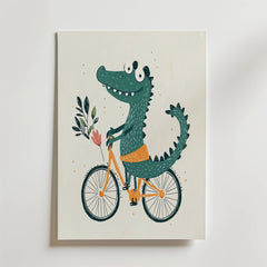 Crocodile on a Bike Poster