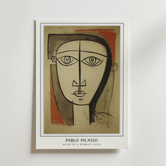 Picasso Neutral Toned Face Poster från Bozetto har ett stiliserat kvinnoansikte i svarta linjer och geometriska former i neutrala toner - perfekt som en minimalistisk poster för moderna interiörer.