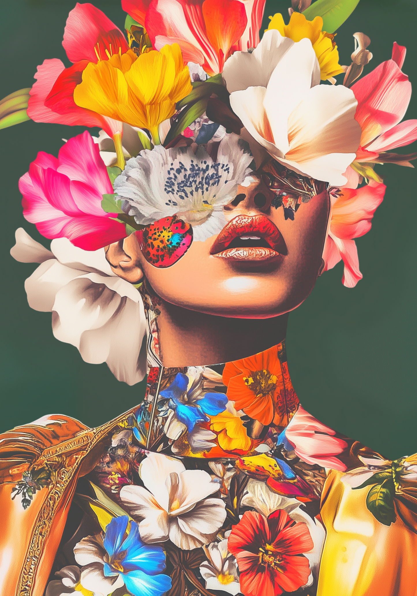 Floral Mask Portrait Poster