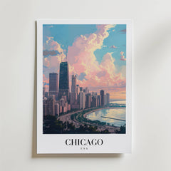 Chicago Skyline Reflections Poster