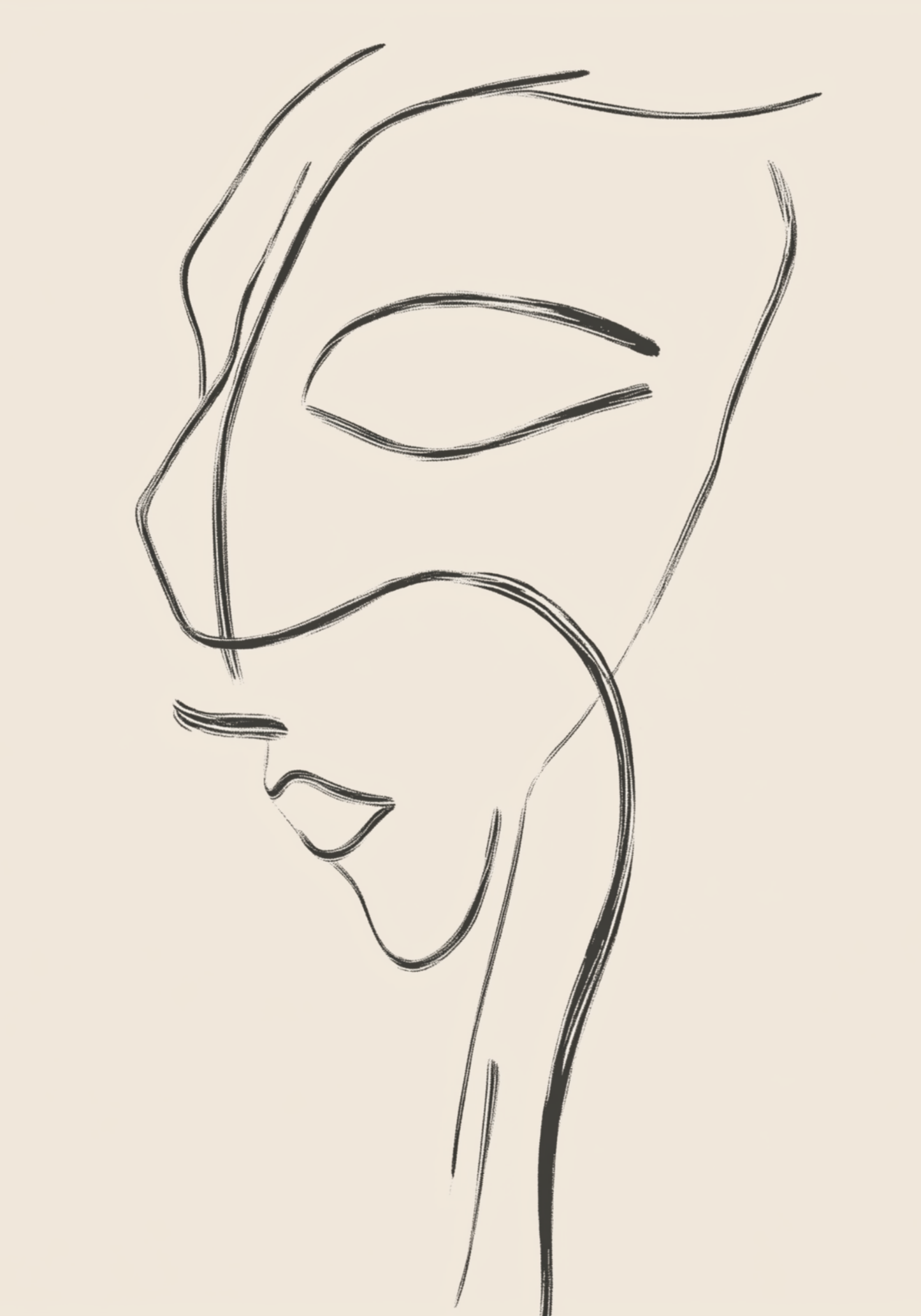 Elegant Line Art Face Poster