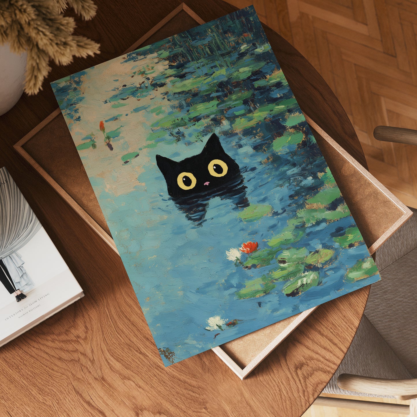 Waterlily Cat Poster