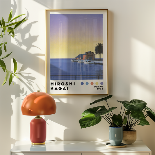 Hiroshi Nagai Sunset Marina Poster