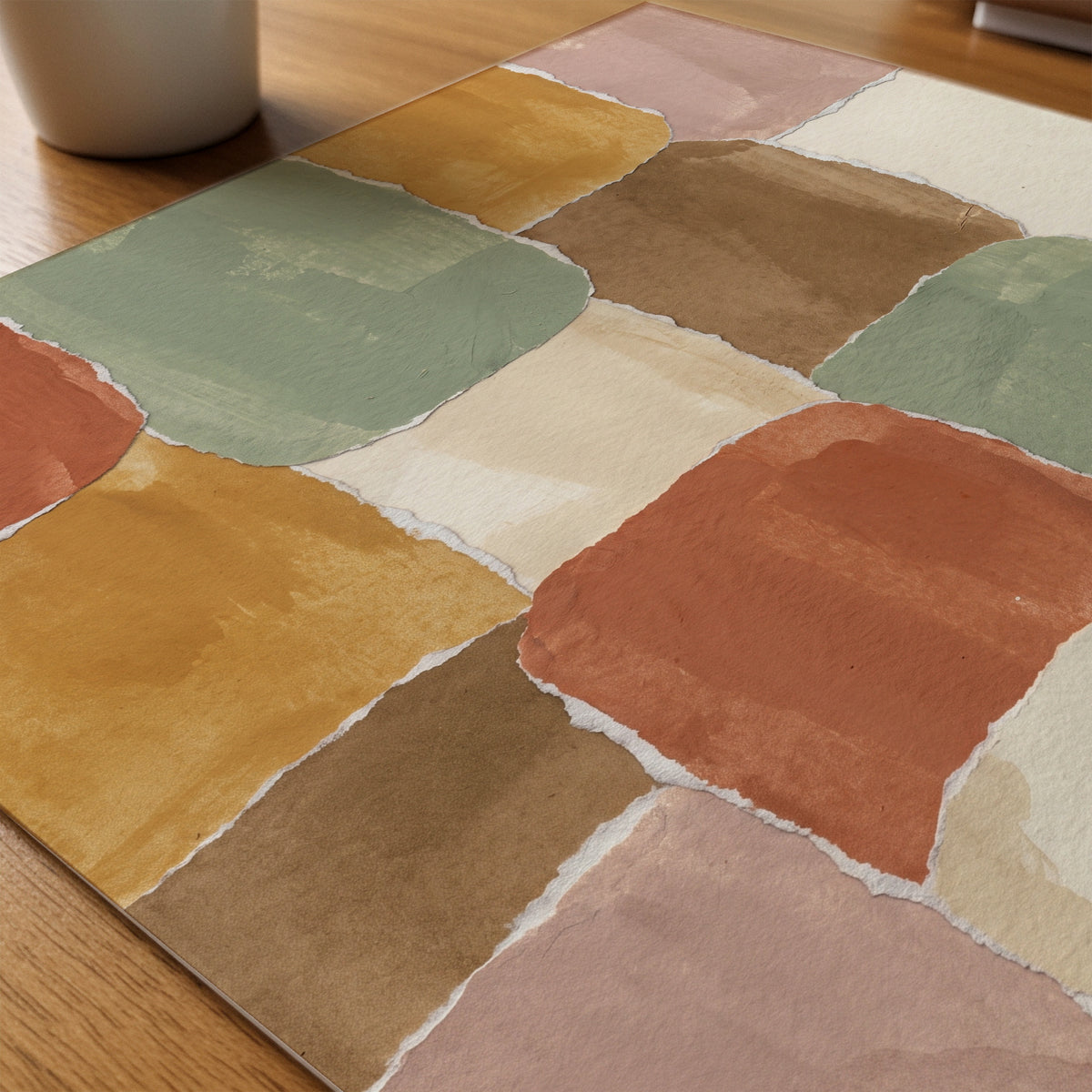 Terracotta Collage Poster – närbild på papper