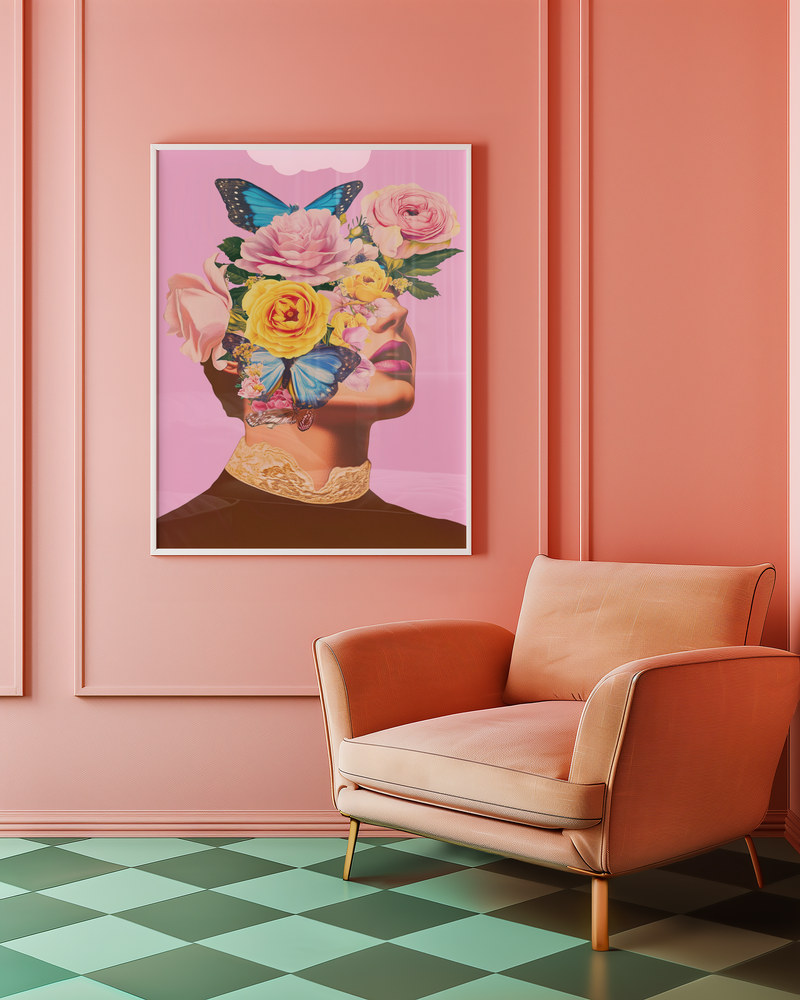 Floral Butterfly Portrait Poster
