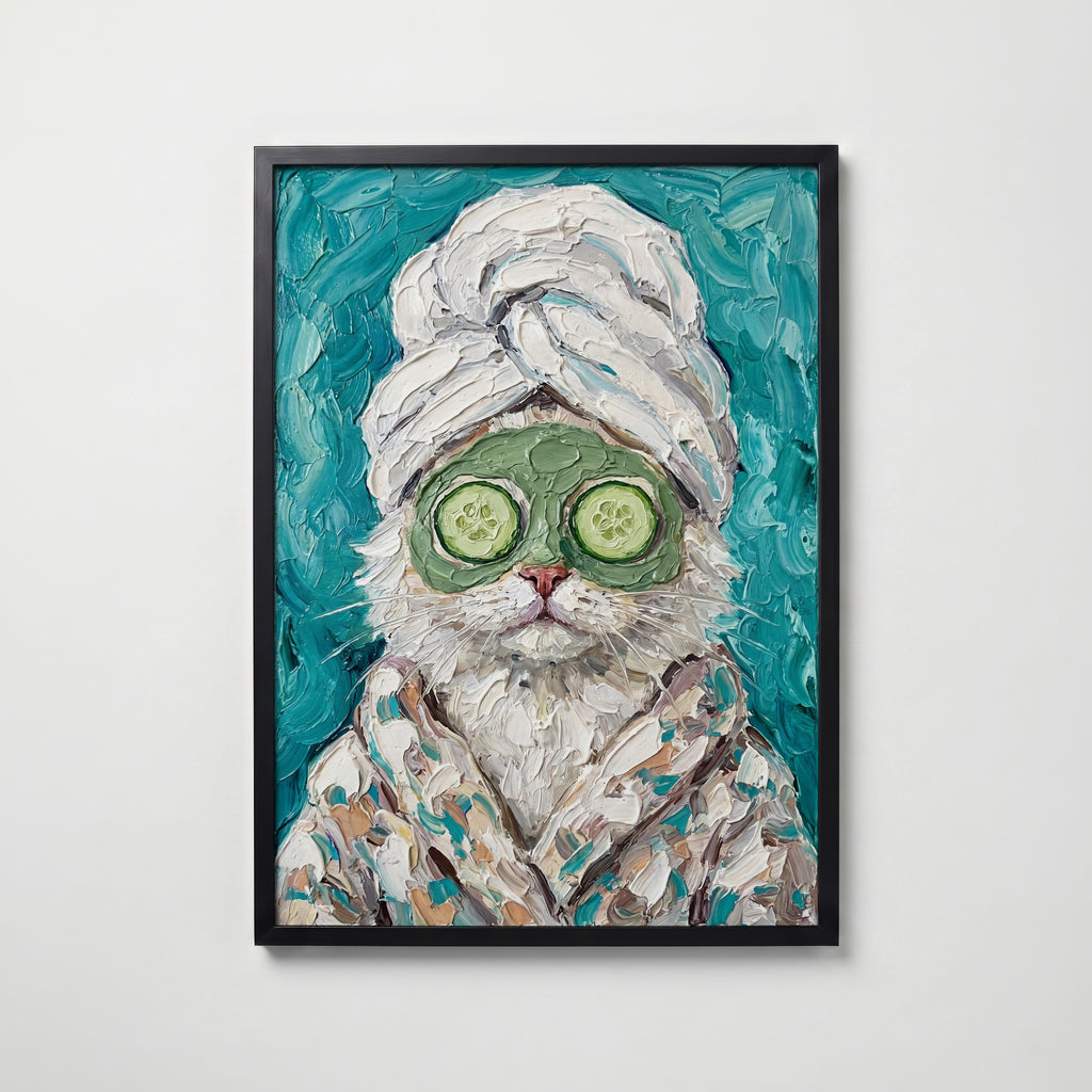 Spa Day Cat Poster – svart ram