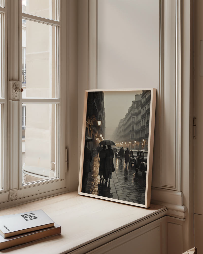 Rainy Parisian Stroll Poster