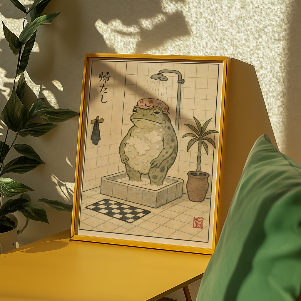 Evening Shower Frog Poster