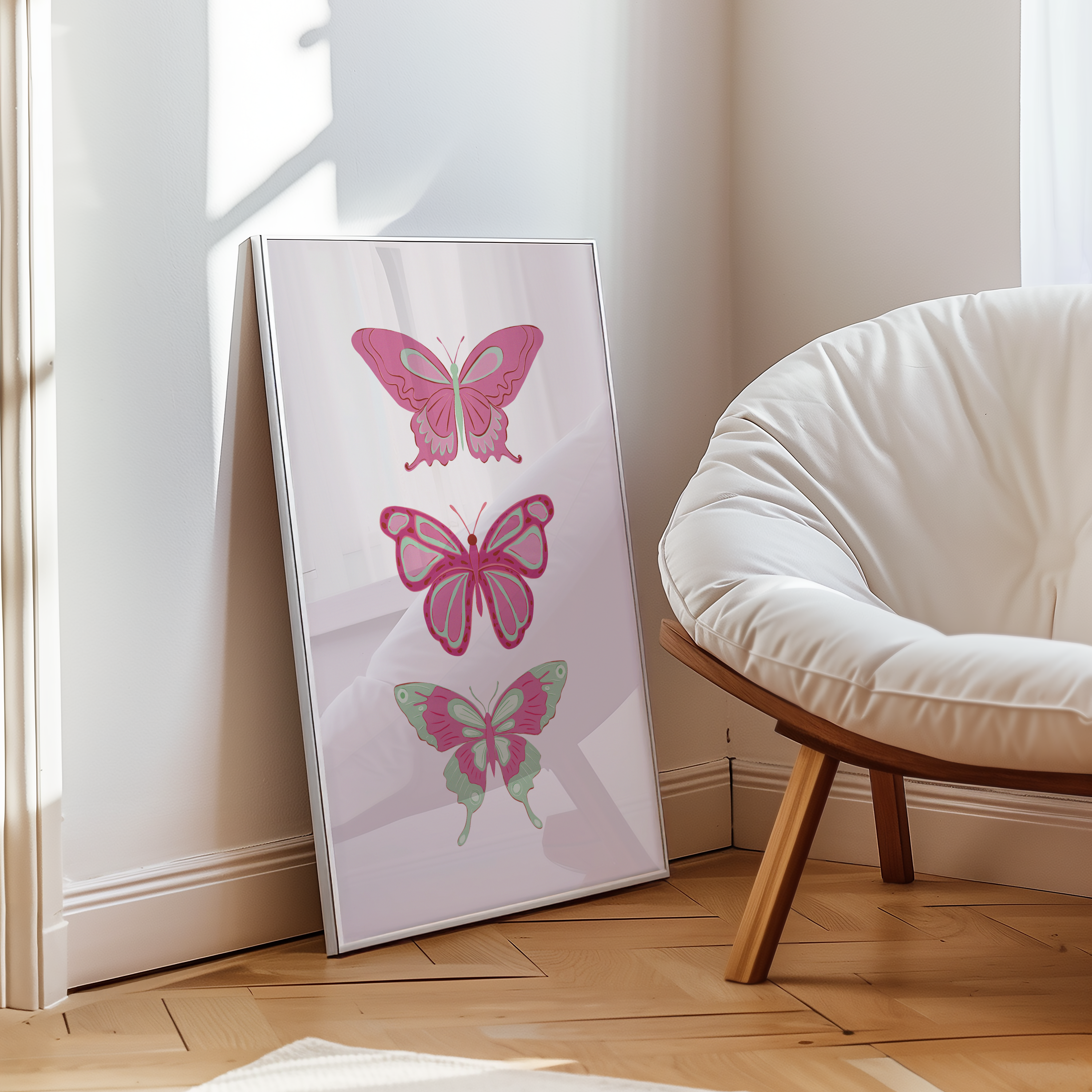 Pink Butterfly Trio Poster
