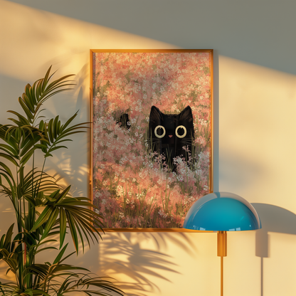 Hidden Blossom Cat Poster