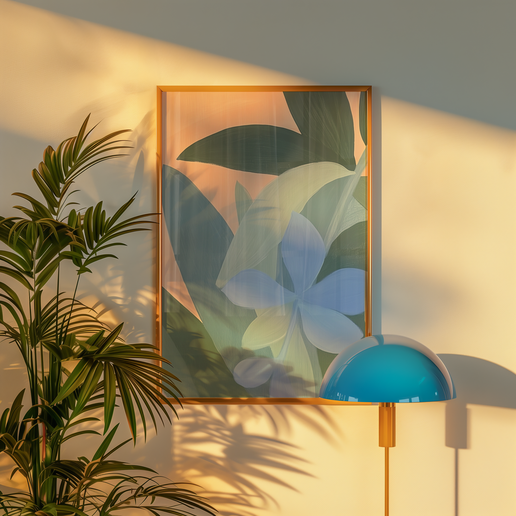 Abstract Blue Flowers Poster