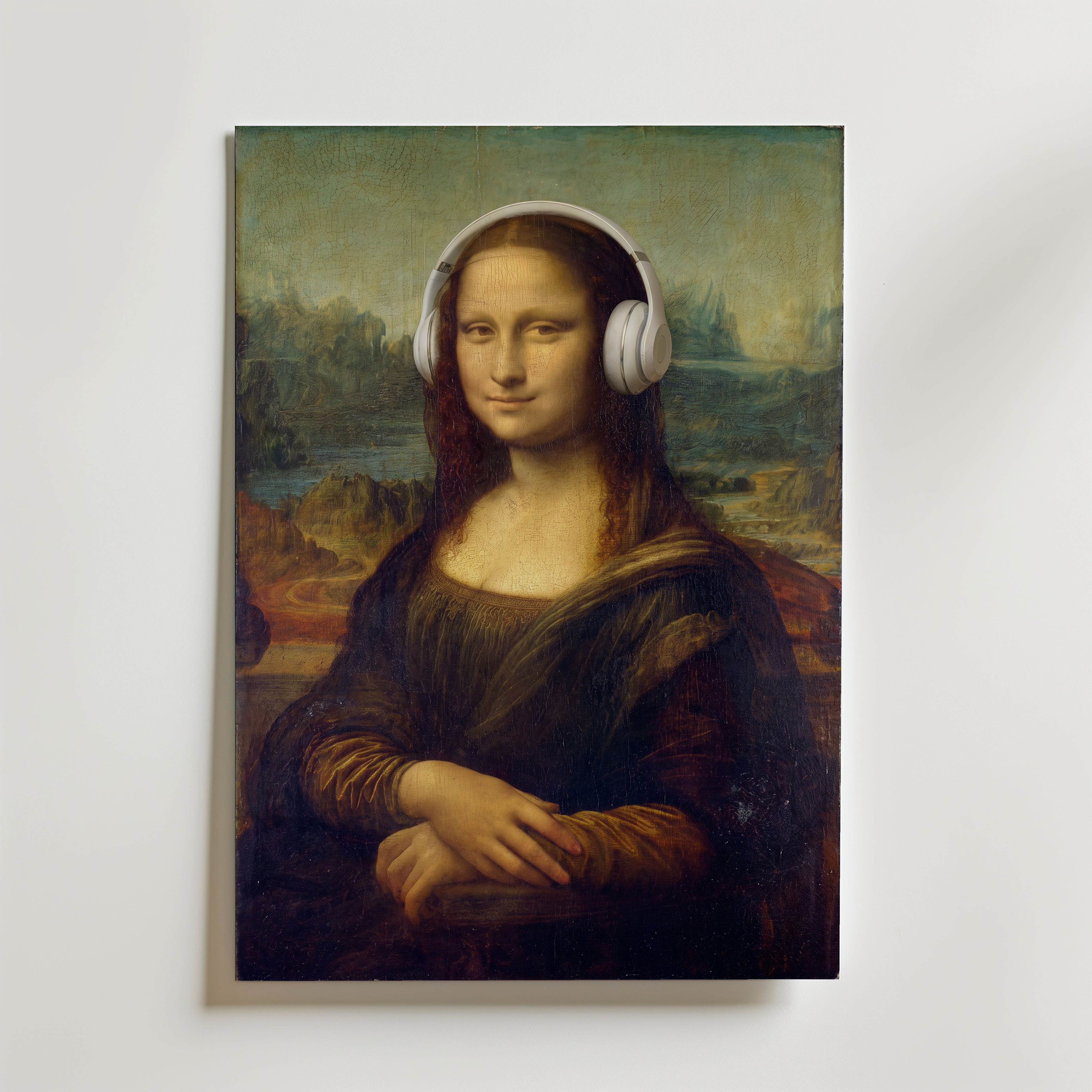 Mona Lisa Headphones Poster – canvas utan passepartout