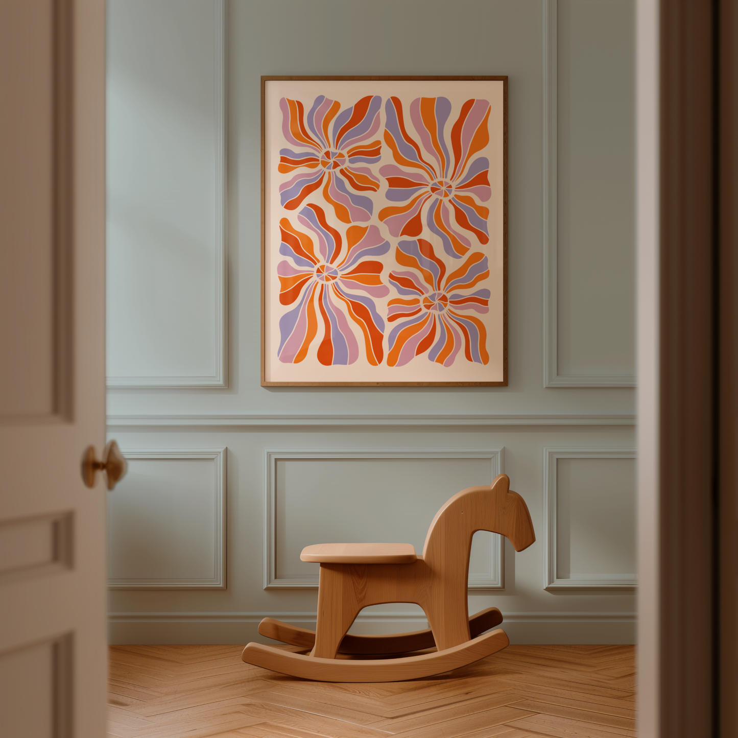 Retro Bloom Swirl Poster