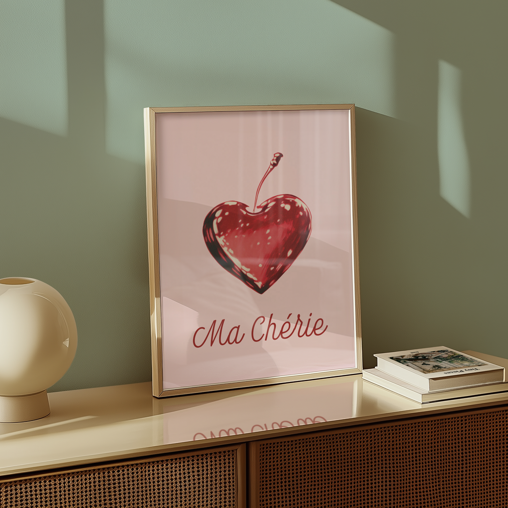 Ma Chérie Cherry Heart Poster