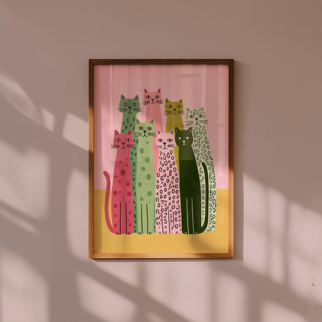 Colorful Cat Lineup Poster