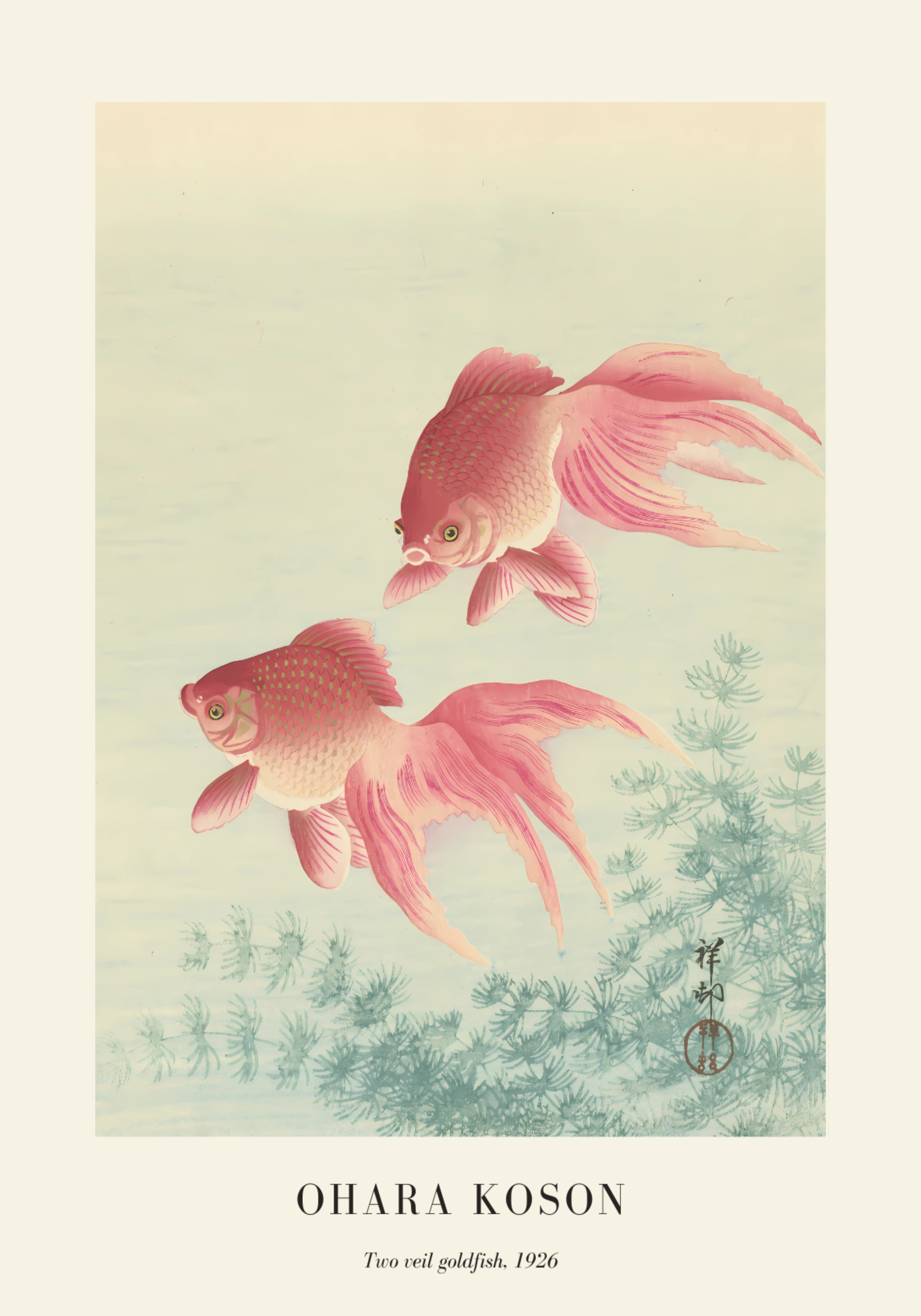 Two Veil Goldfish Ohara Koson Poster