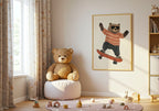 Cool Bear on Skateboard Poster