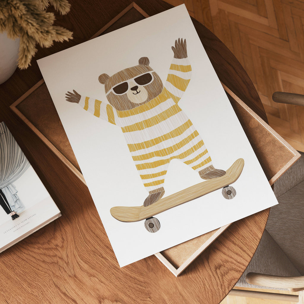 Sunny Skater Bear Poster