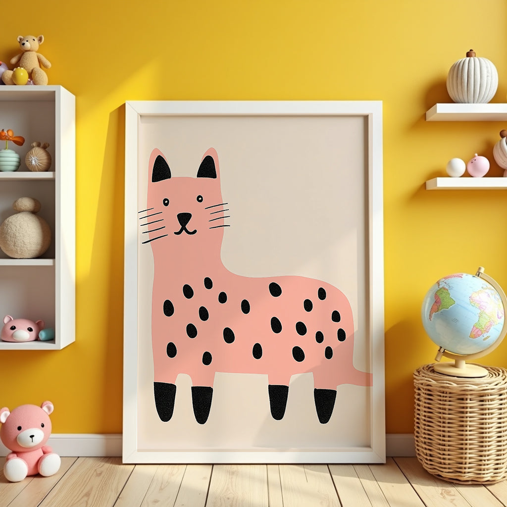 Pink Spotted Cat Poster