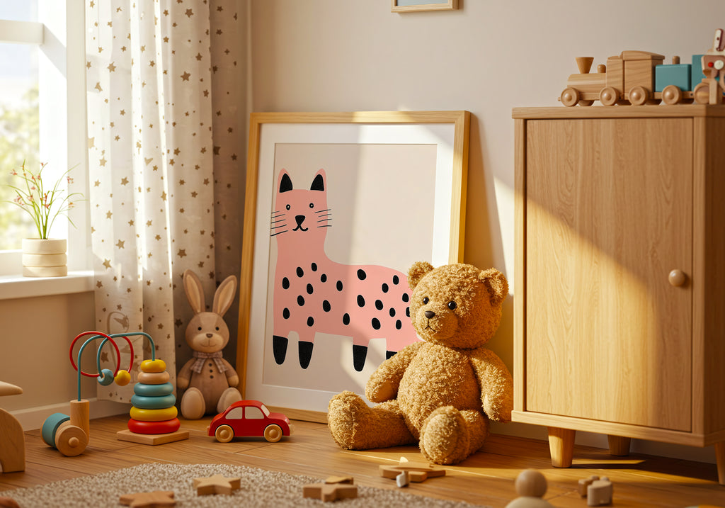 Pink Spotted Cat Poster