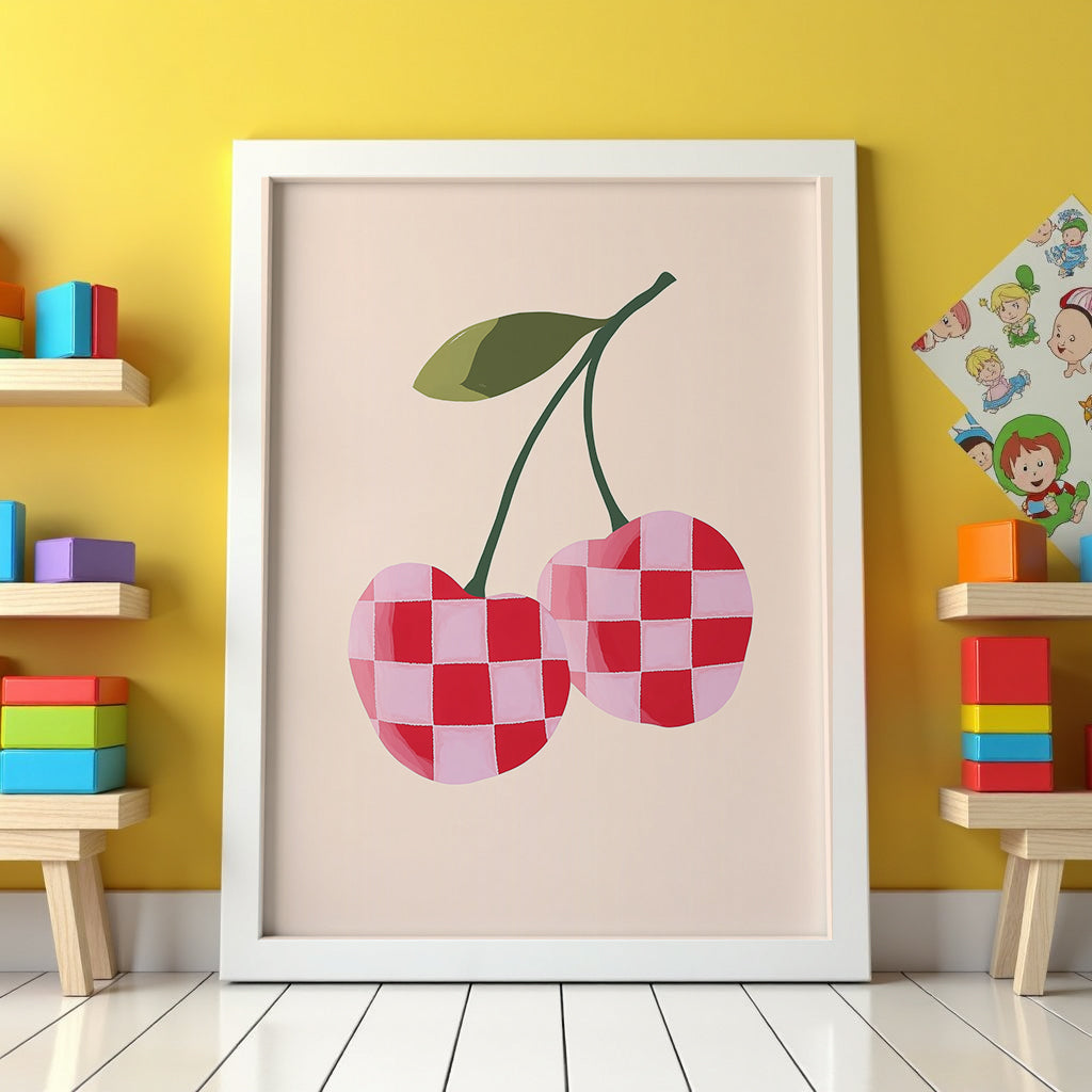 Checkered Cherry Poster