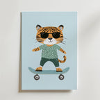 Cool Tiger on Skateboard Poster