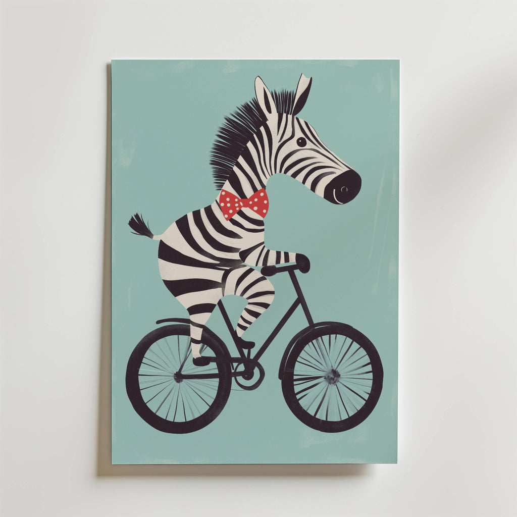 Zebra on a Bike Poster