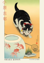 Cat and Bowl of Goldfish Ohara Koson Poster