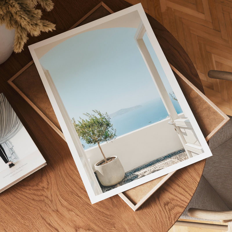 Santorini Balcony Calm Poster