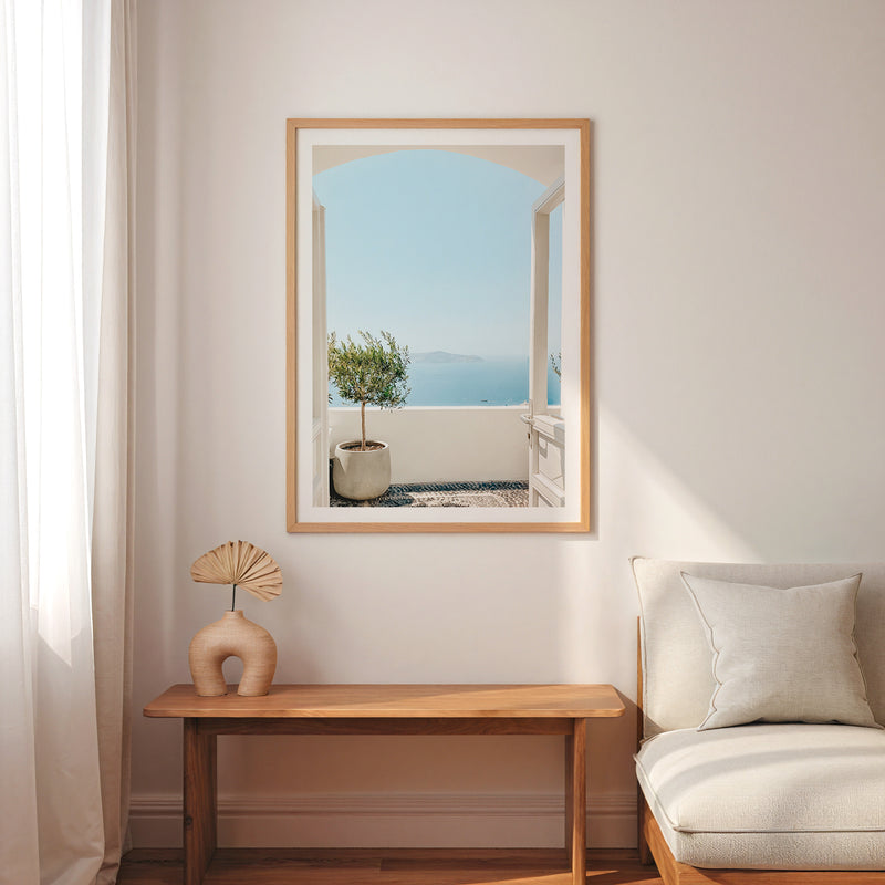 Santorini Balcony Calm Poster