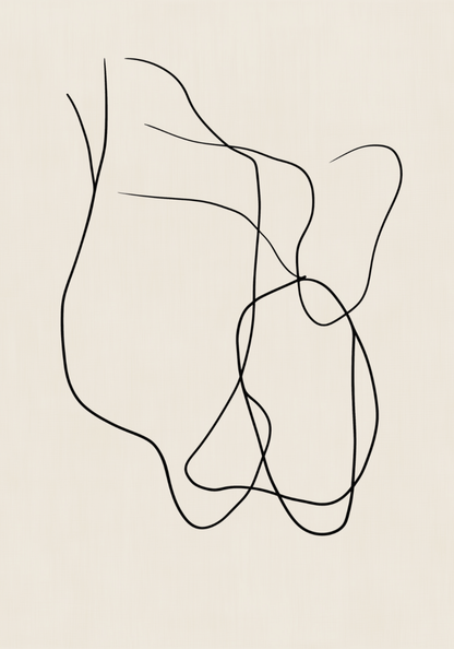 Abstract Black Line Flow Poster