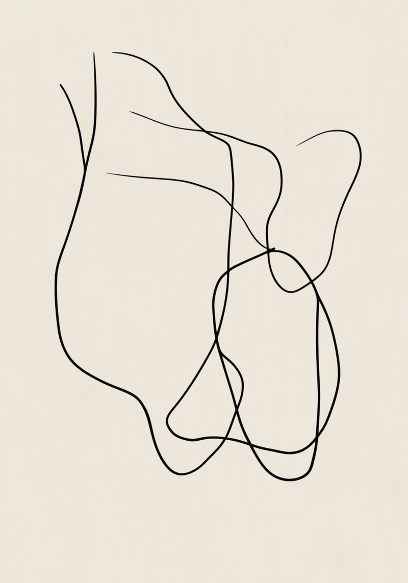 Abstract Black Line Flow Poster