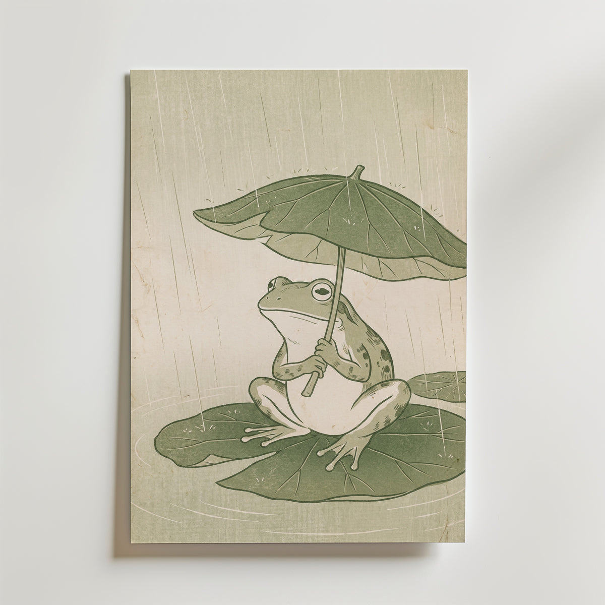 Frog in the Rain Poster – canvas utan passepartout