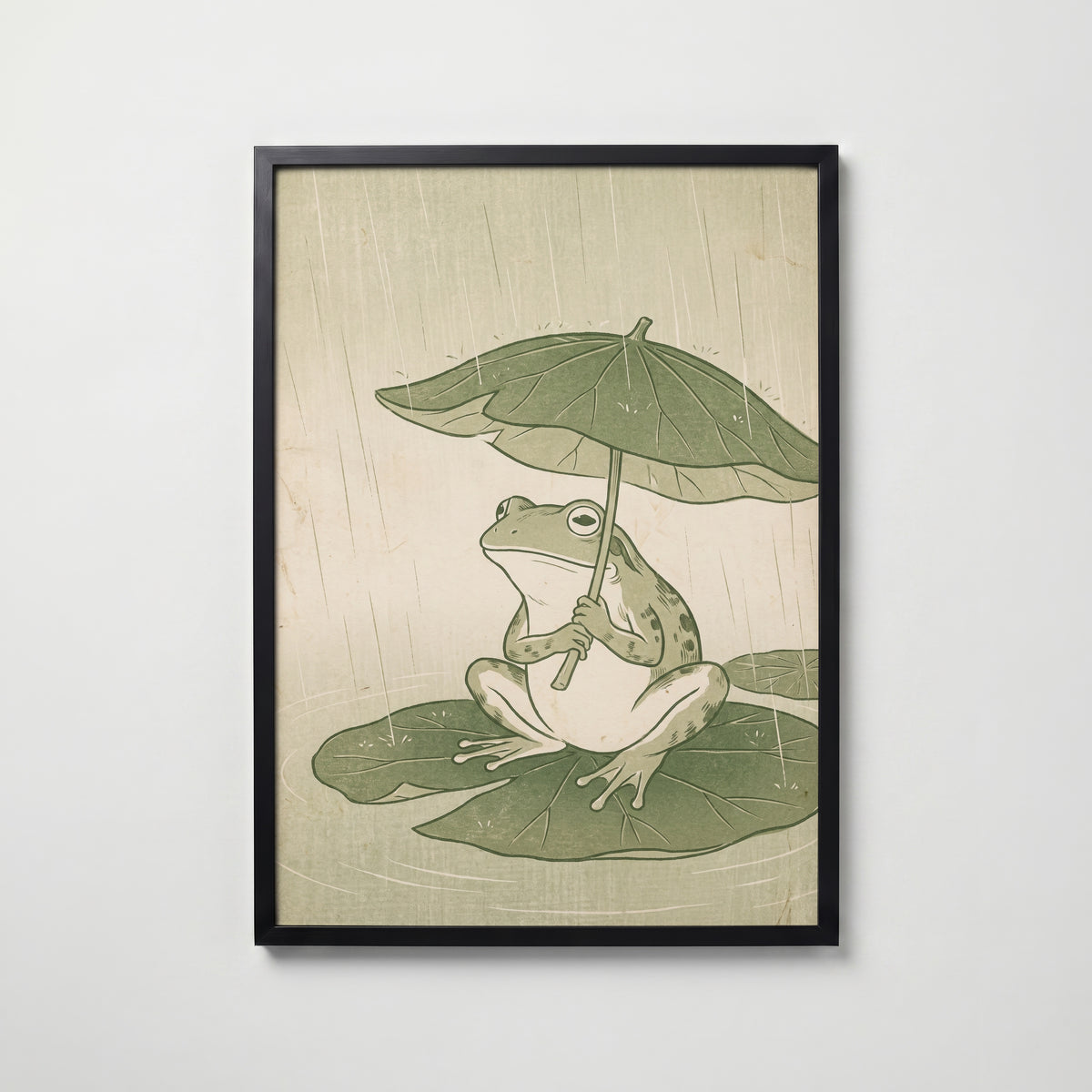 Frog in the Rain Poster – svart ram