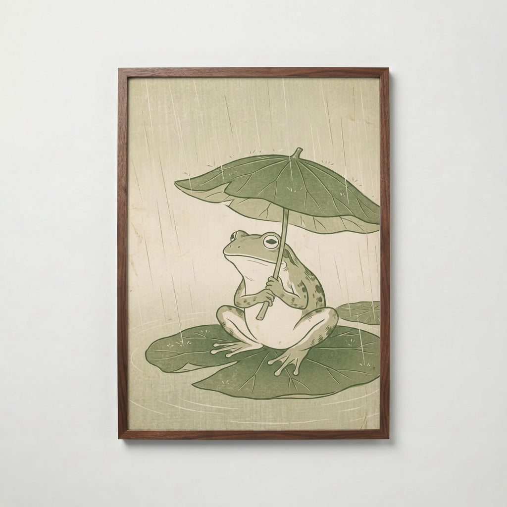 Frog in the Rain Poster – valnötsram