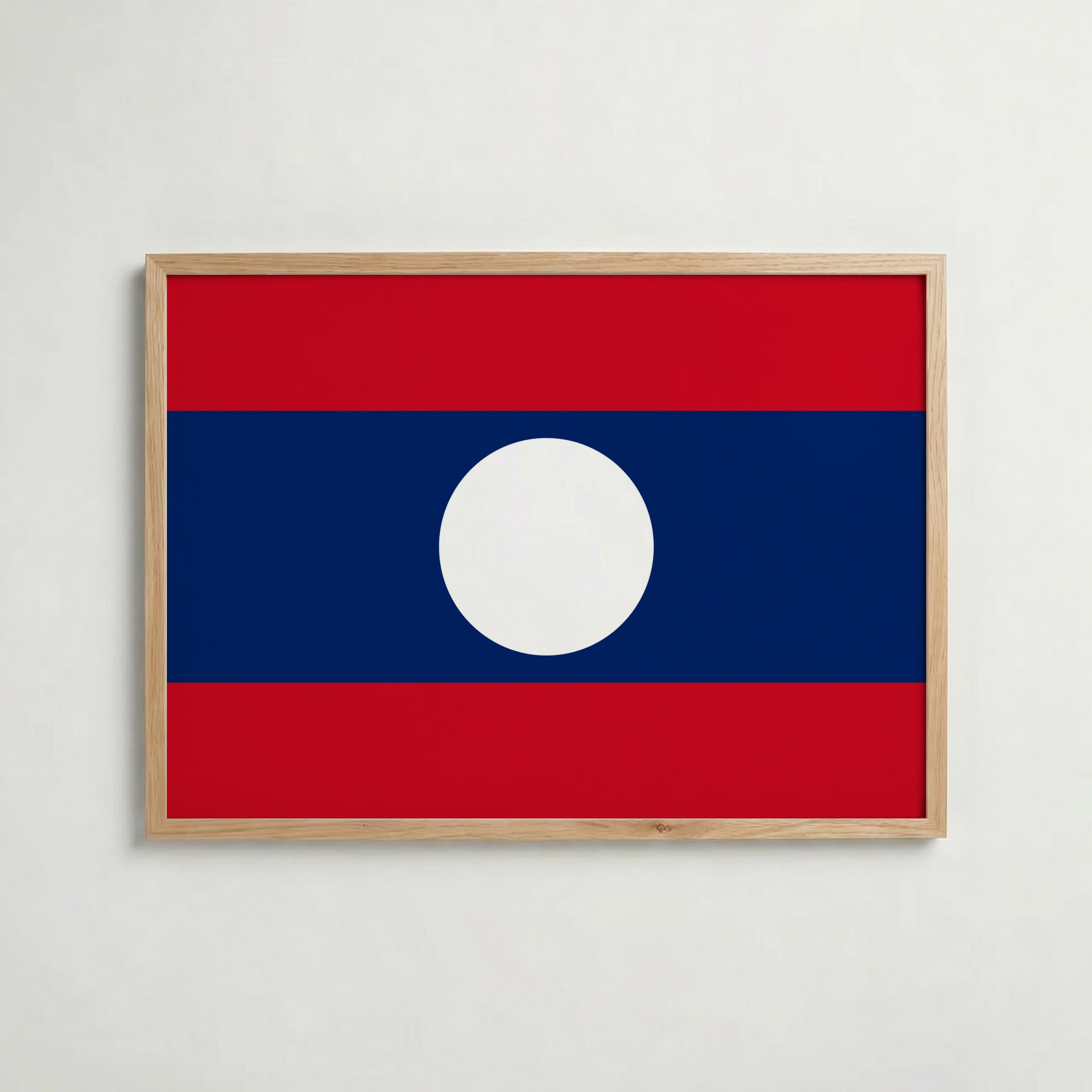 Laos National Flag Poster i ekram – inramad konsttryck för stilren inredning hos Bozetto