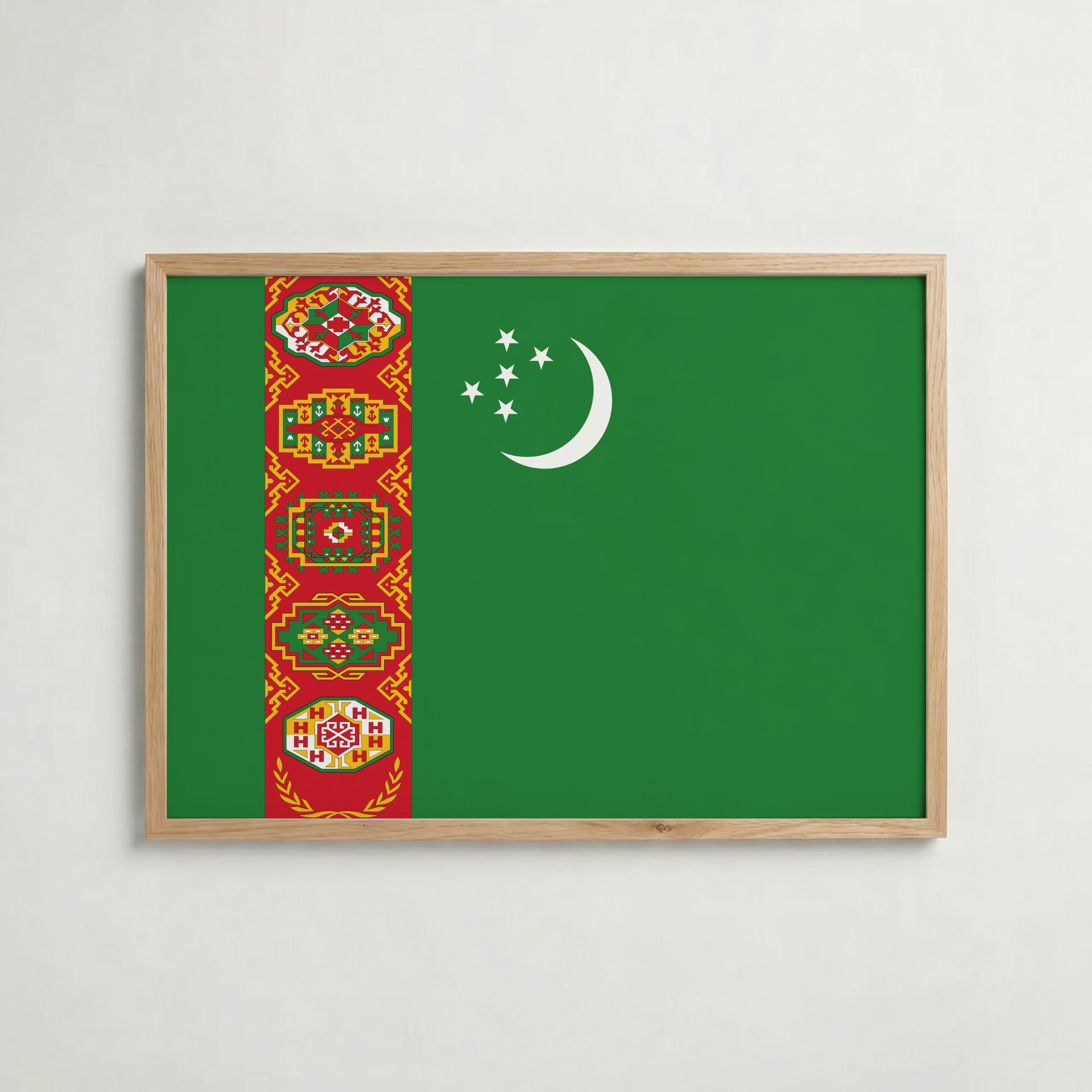 Turkmenistan National Flag Poster – poster väggdekoration inredning – Affischer hos Bozetto