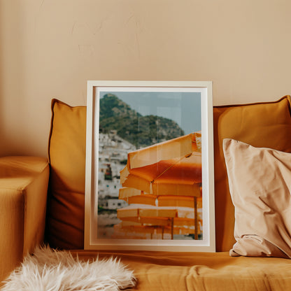 Orange Beach Umbrellas Poster