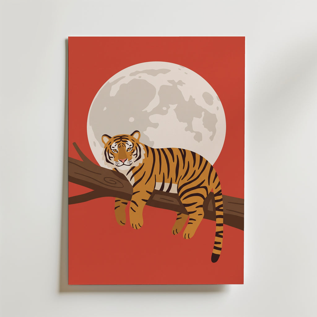 Lazy Tiger Poster – canvas utan passepartout