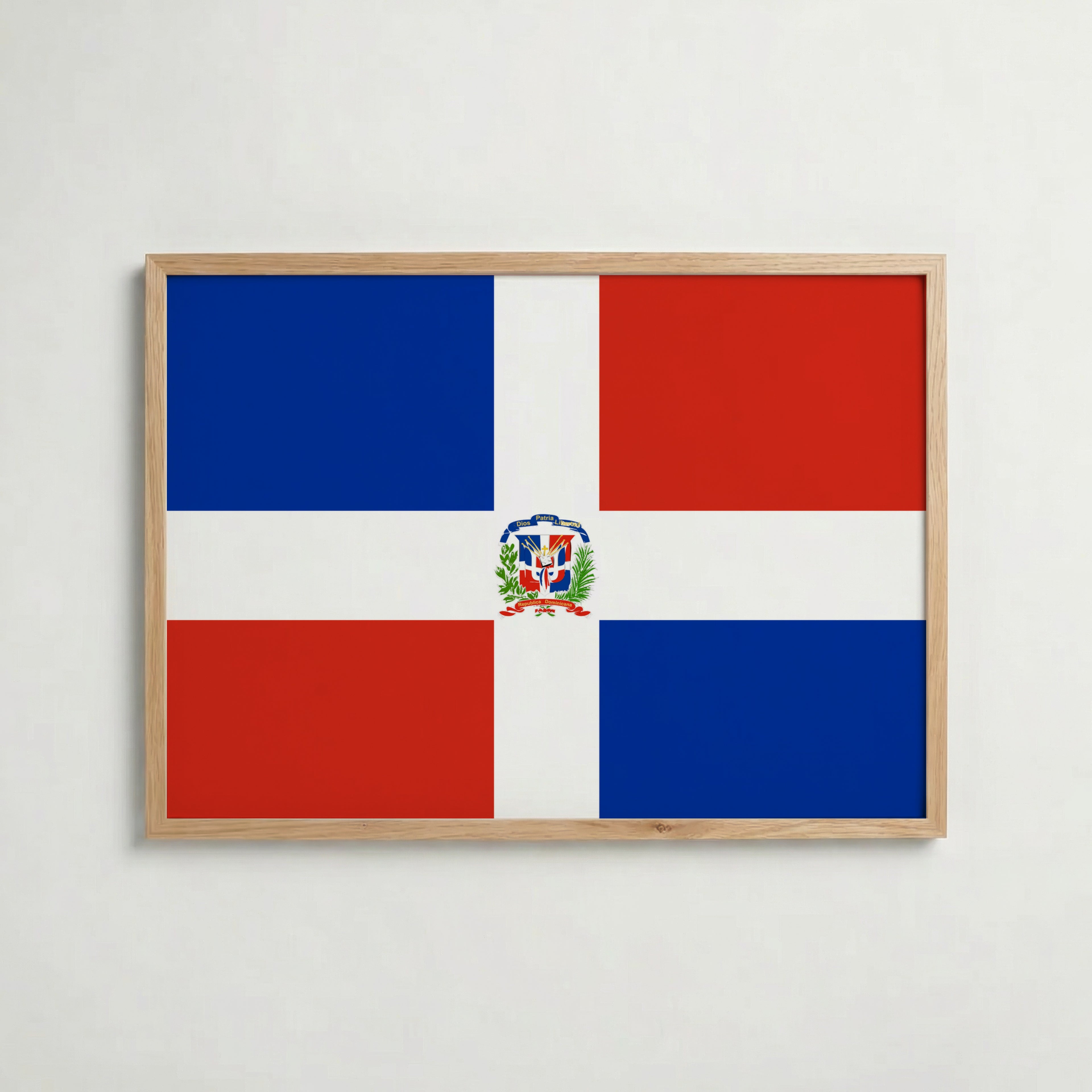 Dominican Republic National Flag Poster i ekram – inramad konsttryck för stilren inredning hos Bozetto