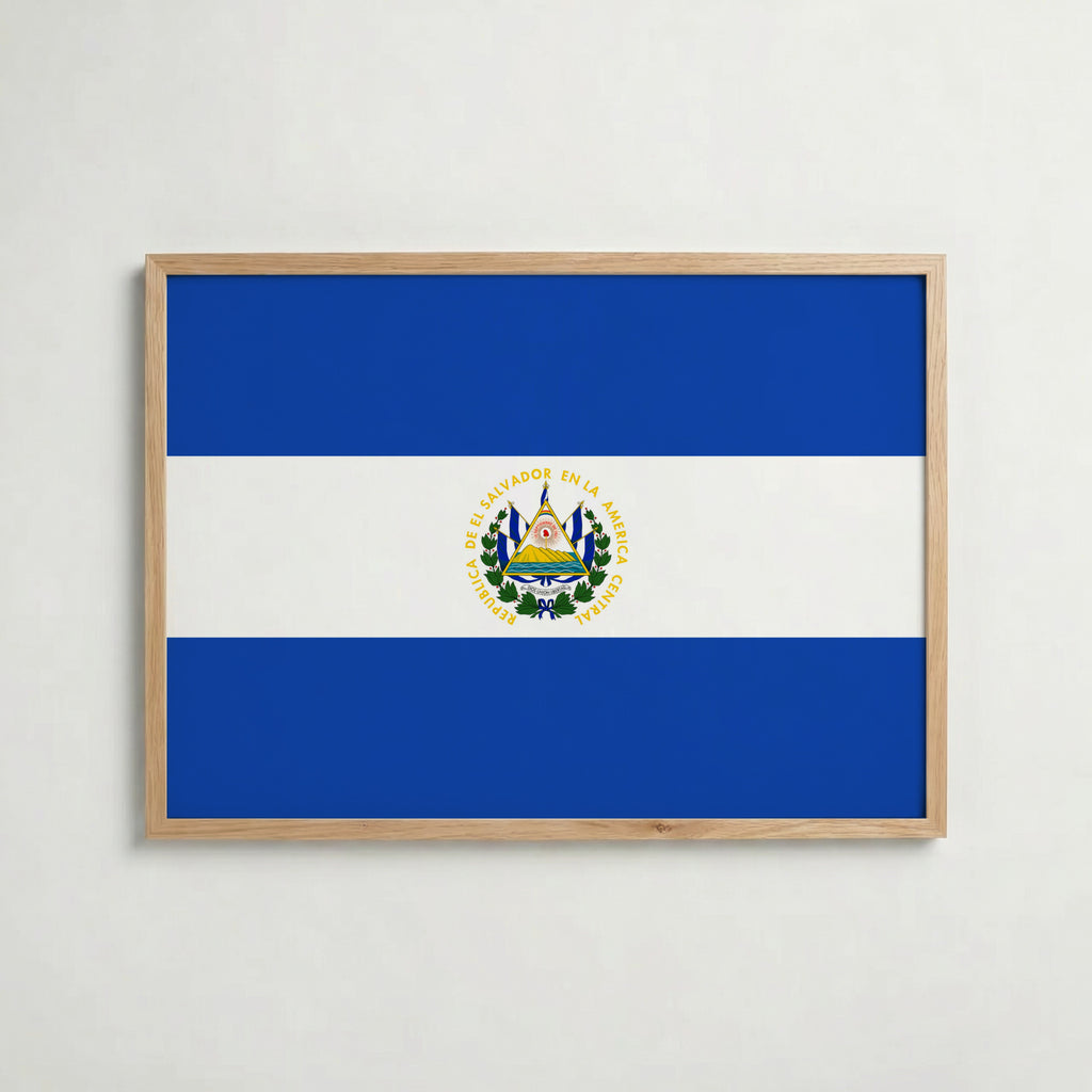 El Salvador National Flag Poster – poster väggdekoration inredning – Affischer hos Bozetto