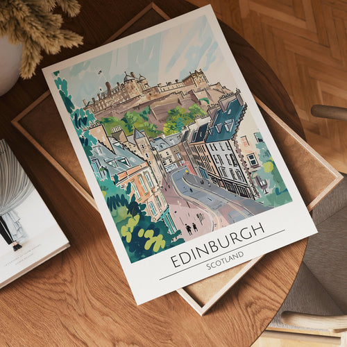 Edinburgh Castle View poster visad rakt fram – Bozetto affisch i hög tryckkvalitet