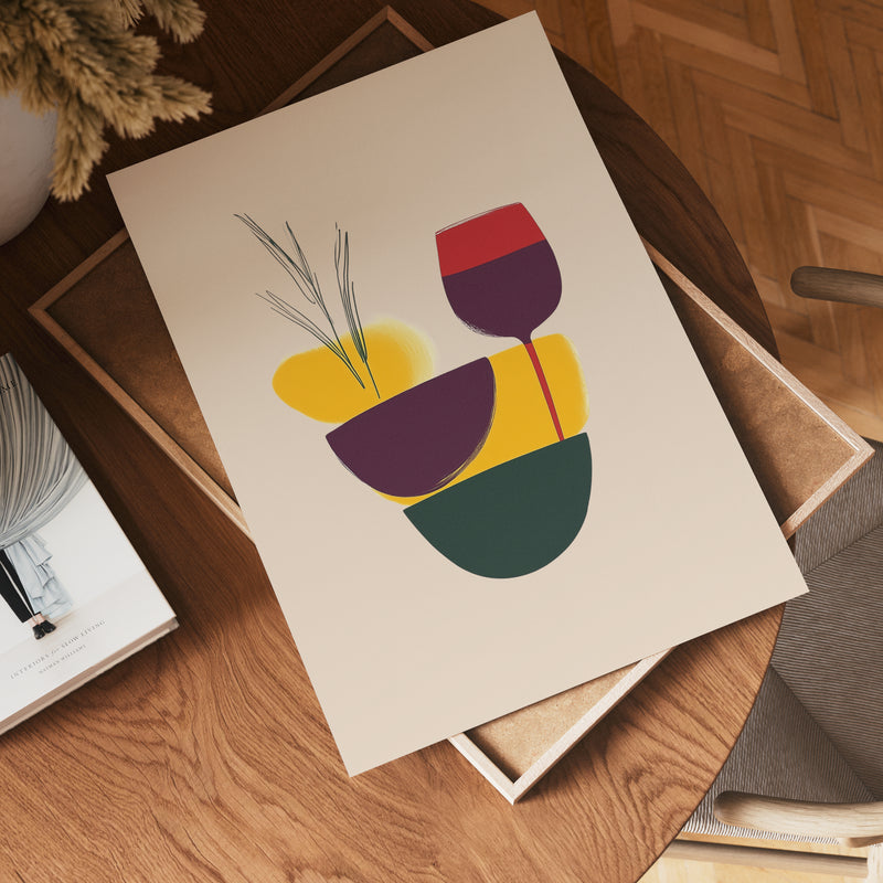 Stacked Wine & Shapes Poster