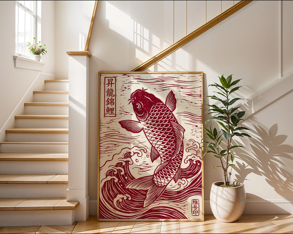 Red Koi Linocut Poster – i rum 4