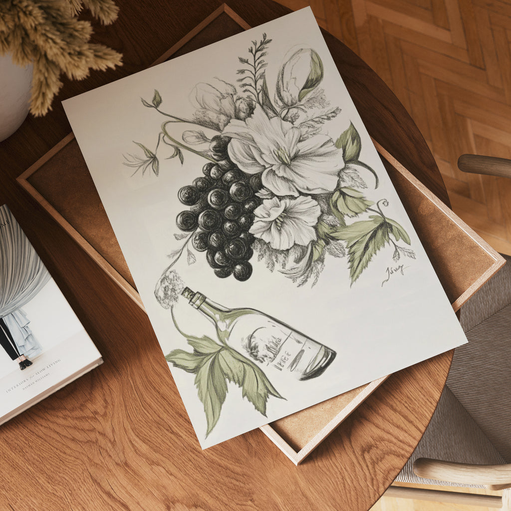 Vintage Grape And Floral Poster