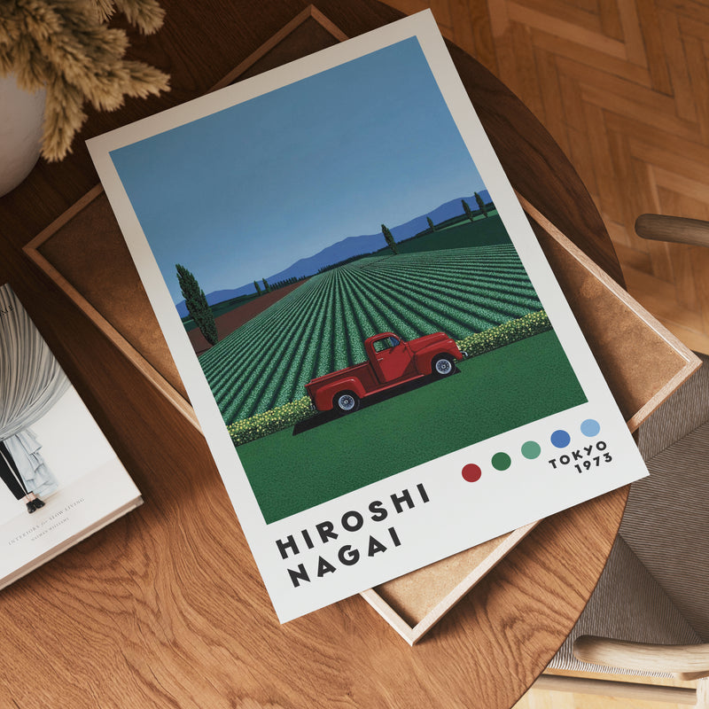 Hiroshi Nagai Red Pickup Field Poster