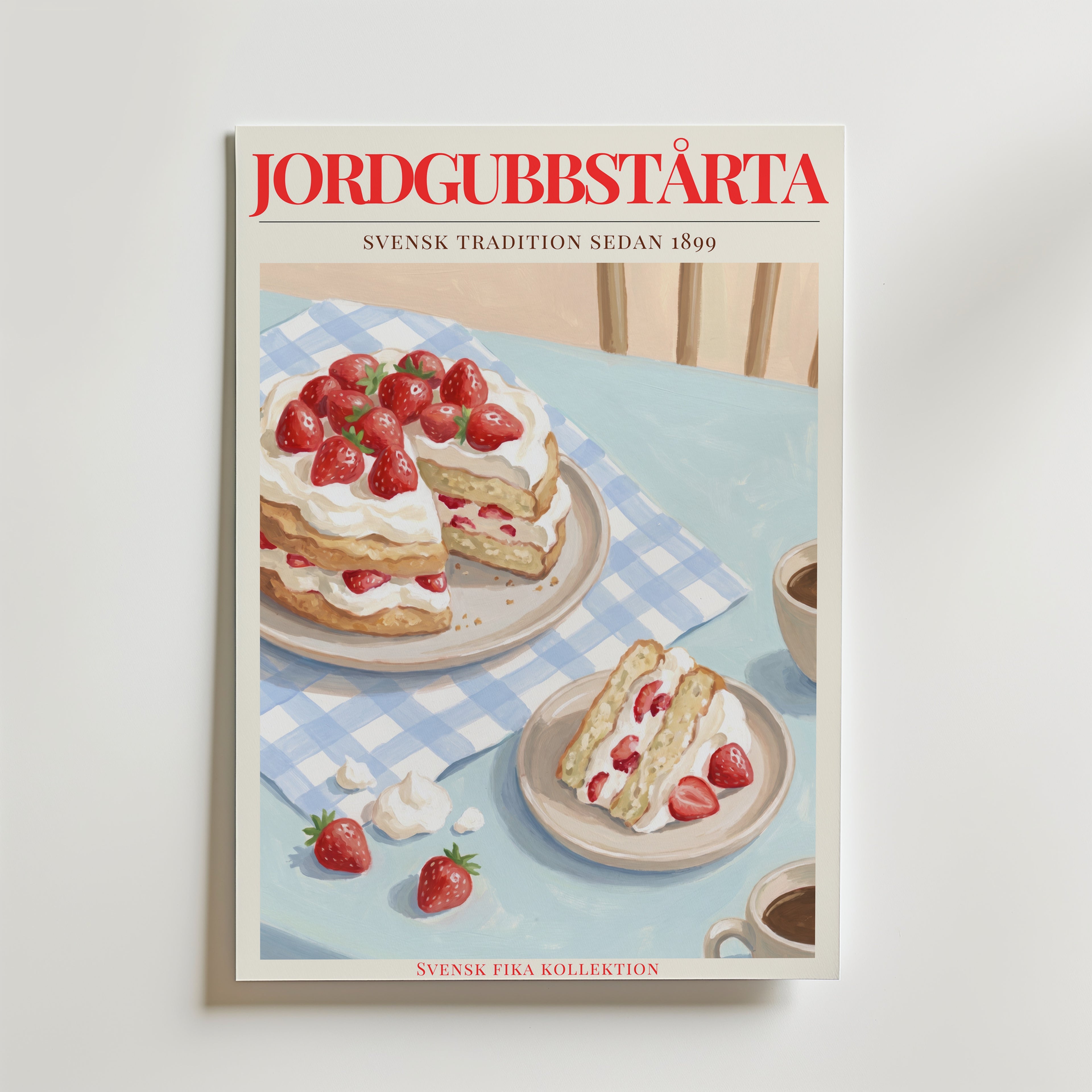 Jordgubbstårta Poster affisch – poster till väggdekoration – köp online hos Bozetto