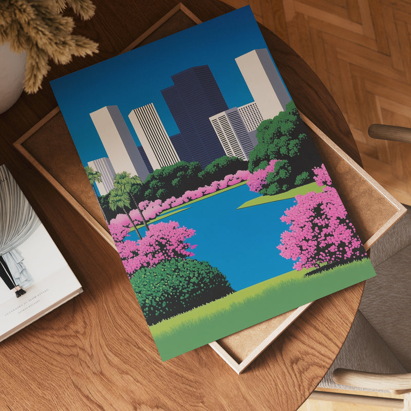 City Park Illustration Hiroshi Poster