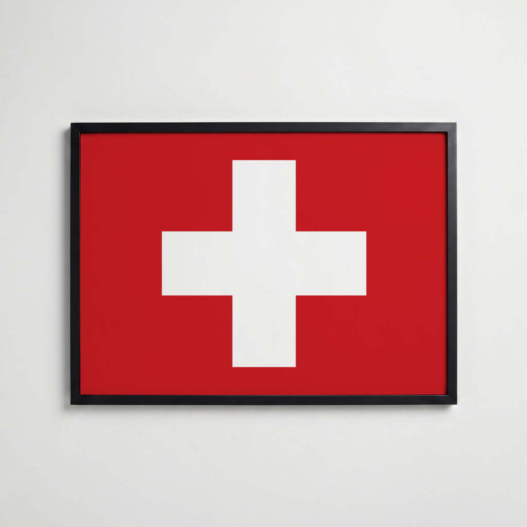 Switzerland National Flag Poster – poster väggdekoration inredning – Affischer hos Bozetto